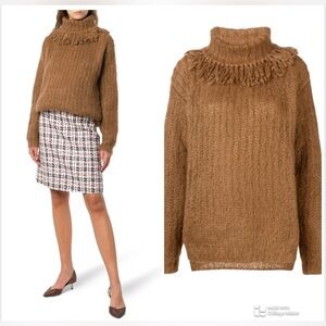 Miu Miu Brown mohair-blend turtleneck sweater tobacco NWT